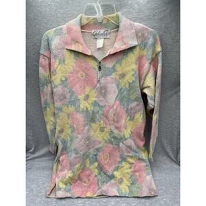 Vintage Gabriella floral print sweater womens Medium linen blend made in Italy